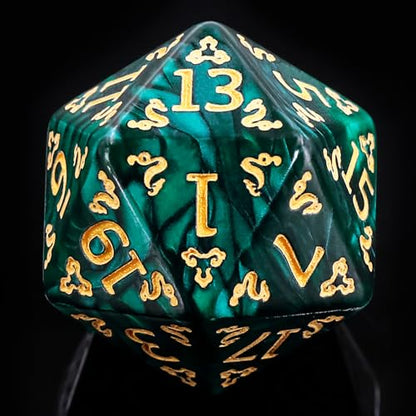 DND Dice Set - 7 Polyhedral Role Playing Dice with Gold Dragon Design, Acrylic D&D Dice Perfect for Dungeons and Dragons, Pathfinder, Warhammer, RPG Games (Green) - color: Gold Dragon-green