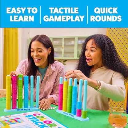 Color Stack Challenge by Relatable – A Fast-Paced Color Matching Puzzle Game for Fun Parties and Family Game Night. Includes 2 Stack Racks, 50 Challenge Cards, 80 Rings & Instructions - style: Color Stack