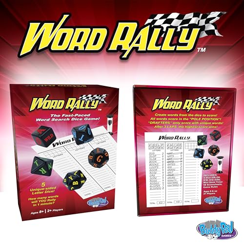 Word Rally Fast-Paced Word Building Family Dice Game | Fun Game with 5 Different RPG Letter Dice | Perfect for Travel, Parties, and Game Night | 2+ Players, Ages 8+