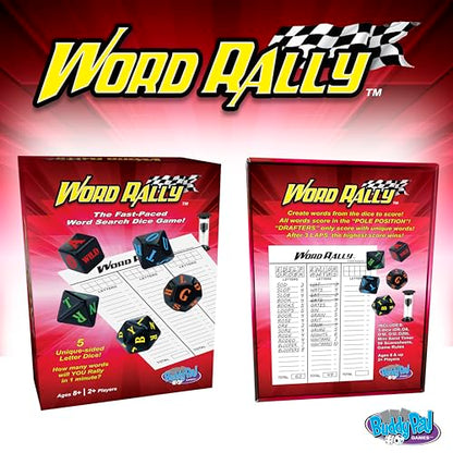 Word Rally Fast-Paced Word Building Family Dice Game | Fun Game with 5 Different RPG Letter Dice | Perfect for Travel, Parties, and Game Night | 2+ Players, Ages 8+