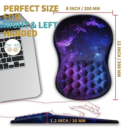 Hokafenle Ergonomic Mouse Pad Wrist Support with Massage Design, Wrist Rest Pain Relief Mousepad with Memory Foam&Non-Slip PU Base, Mouse Pads for Wireless Mouse & Desk (12x8 inch,Galaxy) - color: HK018-Galaxy