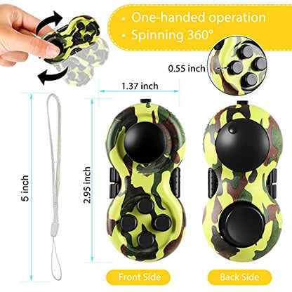 Skylety 2 Pcs Fidget Toys for Adults Controller Fidget Pad Stress Relief Cube Clicker Game Controller Sensory Educational Toy for ADHD Autism Relief Stress Anxiety(Camouflage Style) - style: Camouflage Style