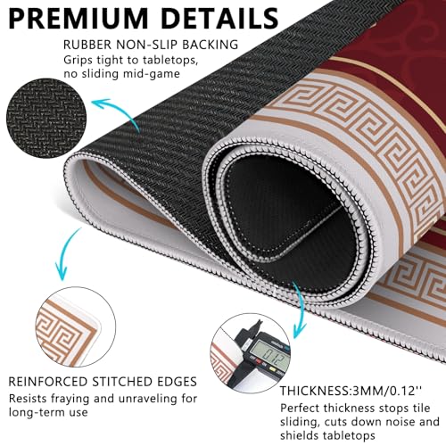 Mahjong Mat with Carrying Bag and 3 Dice, 31.5" X 31.5" Noise Reduction Mahjong Table Cover, Mahjong Lovers Gifts Non Slip Gaming Mat for Board Tile Games Poker Card Dominoes Party Family Game Nights - color: A03