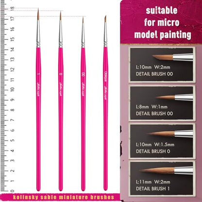 Kolinsky Sable Brushes, Golden Maple Miniature Paint Brushes Professional Artist Brush Set, Fine Detail Paint Brushes for Model Figures, Watercolor, Acrylic and Miniature Painting - size: 00 0 1 Oblique