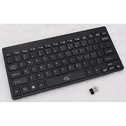 SR Mini Keyboard 2.4G Wireless Thin Light 78 Keys USB Multimedia Small for Pc Computer Laptop (Black) - color: Wireless