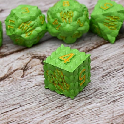 Dragon Scale Metal Dice Set-Dragon Claw,with Gift Metal Box for TTRPG Tabletop Gaming,Dungeon Masters,RPG Adventures(Green) - color: Green