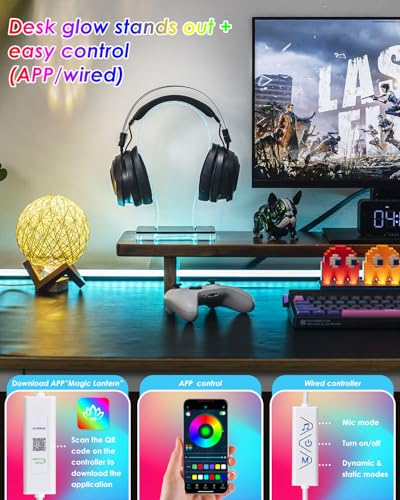 OAPRIRE Acrylic RGB Headphone Stand for Desk with Many Light Modes & Colors | Customizable 213 Lighting Modes & 60,000 Colors, with 4.8ft USB Power Cable, Universal, Sturdy, Gifts for Gamers Men