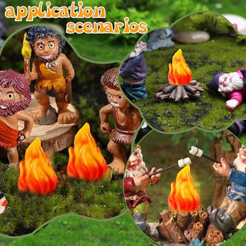 20 Pcs Mini Fake Fire Campfire Miniature Village Campfire Landscape Crafts Christmas Miniature Town Accessories for Mini Christmas Scene Micro Landscape Decor