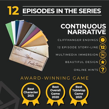 Escape Mail - Family Secrets Series - Complete Box Set (Episodes 1 to 12) - Escape Room Kit Game for Family | Fun Adults & Teens Puzzle Mystery & Adventure - style: Complete Box Set (Episodes 1-12)