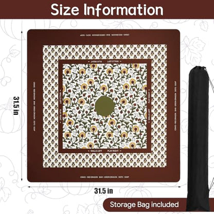 Drydiet Mahjong Mat for Table 31.5 x 31.5 Inch American Mahjong Mat with Carrying Bag, Non-Slip Noise Reduction Table Item for Family Poker Domino Board Game Night & Party Use(Block Print Saffron) - style: Autumn Saffron