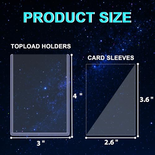 200ct Card Sleeves Top Loaders for Cards - Toploads for Cards, 3"x4" Hard Plastic Protectors & Clear Rigid for Trading, Sports, Baseball Cards (100 Hard + 100 Soft Sleeves, 200 Total) - size: 100 Hard Sleeves + 100 Soft Sleeves