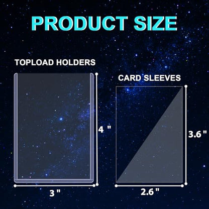 200ct Card Sleeves Top Loaders for Cards - Toploads for Cards, 3"x4" Hard Plastic Protectors & Clear Rigid for Trading, Sports, Baseball Cards (100 Hard + 100 Soft Sleeves, 200 Total) - size: 100 Hard Sleeves + 100 Soft Sleeves