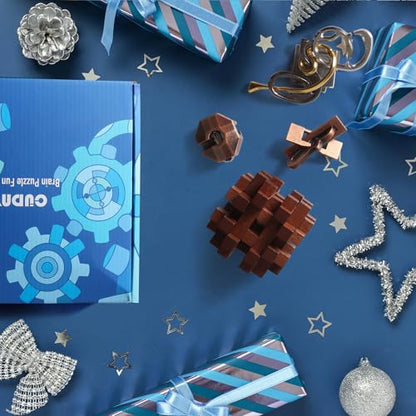 CUDNY 7 Pieces Cool Unlock Interlock Brain Teaser Puzzles Retro Wooden and Metal Puzzles IQ Logic Fun Puzzle Box Challenge Game - style: Set C