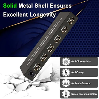 SkycropHD 4K@60Hz HDMI Switch Audio Extractor Converter, 5 in 1 Out HDMI Switcher with Optical & 3.5mm AUX Audio Output, Support HDCP 2.2, HDR10, 18Gbps, ARC