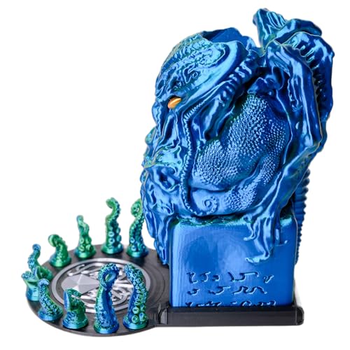 3D BEST-Q Cthulhu DND D&D Dice Tower，3D Printed Compatible with Dungeons and Dragons, 28mm Miniature Wargaming, Tabletop RPGs, Wargame Scenery, Endless Deep Sea Series (Blue&Green) - color: Blue&green