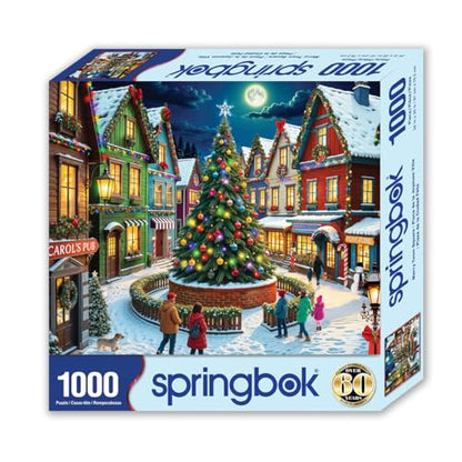 Springbok Merry Town Square 1000 Piece Jigsaw Puzzle for Adults - Christmas and Holiday Puzzle - Unique Cut Pieces - Made in USA - style: Merry Town Square