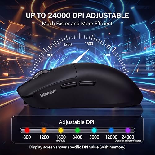 Keymatic G58 Wireless Gaming Mouse, 24000 DPI,Lightweight, Tri-Mode Rechargeable Wireless Mouse with 4 Programmable Buttons, LCD Screen, Dual Battery Rechargeable Compatible with PC, Mac-Black