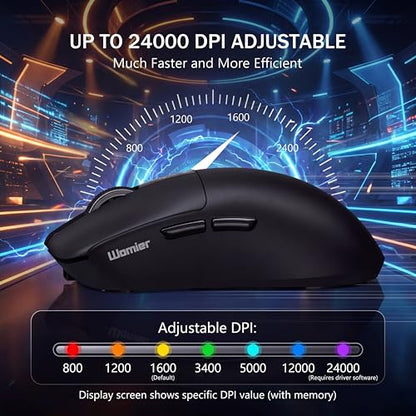 Keymatic G58 Wireless Gaming Mouse, 24000 DPI,Lightweight, Tri-Mode Rechargeable Wireless Mouse with 4 Programmable Buttons, LCD Screen, Dual Battery Rechargeable Compatible with PC, Mac-Black