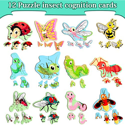 Magnetic Puzzles for Kids Ages 3-5, Travel Toddler Insect Puzzle Toy | Refrigerator Magnet Game for Ages 4-6, Learning & Birthday Gift for Boys, Car & Airplane Road Trip Quiet-Time Activity Toys - style: Insect
