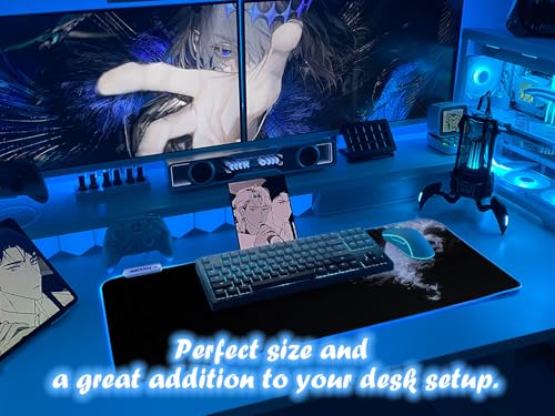 JMIYAV White Gaming Mouse Pad RGB Mousepad Non-Slip Rubber Base Extra Large Cool XL XXL Computer Desk Pad Gaming Accessories LED Light Up Extended Big Mouse Pad for Gamer Wraith Wing - color: Wraith Wing