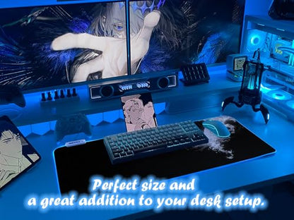 JMIYAV White Gaming Mouse Pad RGB Mousepad Non-Slip Rubber Base Extra Large Cool XL XXL Computer Desk Pad Gaming Accessories LED Light Up Extended Big Mouse Pad for Gamer Wraith Wing - color: Wraith Wing