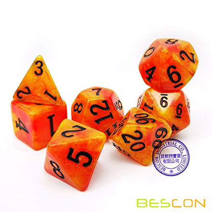 Bescon Magical Stone Dice Set Series, 7pcs Polyhedral RPG Dice Set Aura Stone, Polybag Packing - color: Aura Stone in Polybag