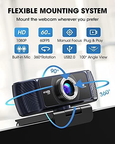 Webcam 1080P 60fps with Microphone for Streaming, 682H Pro HD USB Computer Web Camera Video Cam for Gaming Conferencing Mac Windows Desktop PC Laptop Xbox Skype OBS Twitch YouTube Xsplit - style: 60 fps webcam