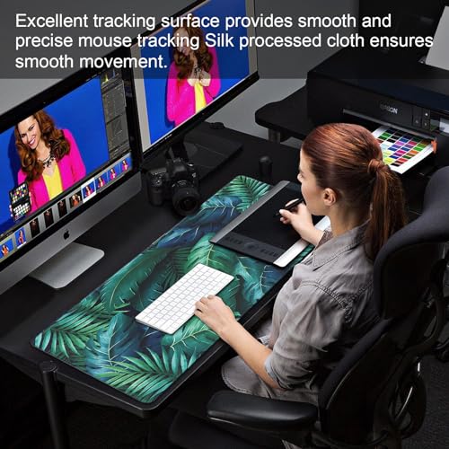 XXL Gaming Mouse Pad 35.4x15.7 Professional Large Mouse Pad & Computer Game Mouse Mat-90x40 Greenleaf - color: 90x40 Greenleaf, size: 35.4x15.7x0.1IN