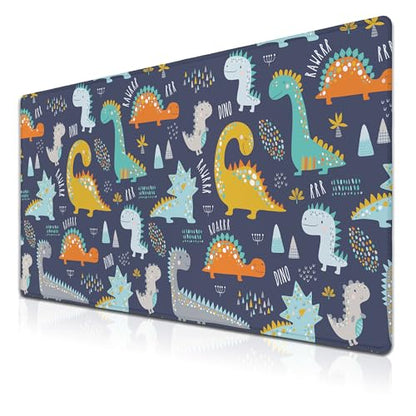 Computer Desk Mat Yellow, Gaming Mouse Pads Desk Mouse Pad, Desktop Computer Mat Non-Slip Rubber Base Waterproof with Stitched Edges, 35.4 X 15.7 inch for Work/Game/Office/Home Dinosaur - color: Dinosaur