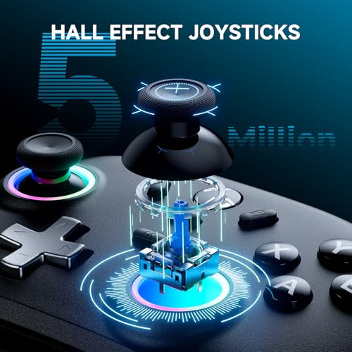 ECHTPower PC Gaming Controller–Wireless for PC with Hall-Effect Joysticks, 1000Hz Polling Rate, No Drift, Turbo & Vibration, Compatible with Windows/Switch/iOS/Android/Steam –Place & Charge Dock - color: Black2