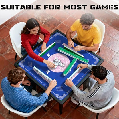 Navy Blue Mahjong Mat (31.5X 31.5 in), Non-Slip Noise Reduction | Mahjong Table Mat for Table, Mah Jong Mat with Carrying Bag, Game Table Cover for Mahjongs Poker Dominoes, Christmas Gift - color: Patternedflower