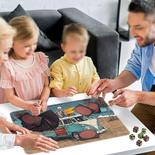 for MTG/TCG Playmat with Zones, 24 x 14 inches Trading Card Playmat with A Storage Bag and 6 Dice, Non-Lip Rubber Bottom Game Desk Mat, Skeleton Surfing with Skeleton - color: Yux-playmats-2-3A-246