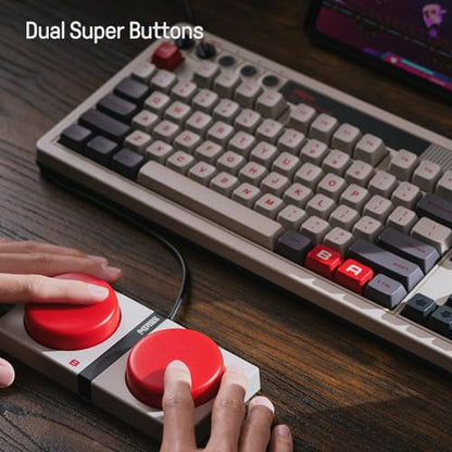 8Bitdo 87 Keys Retro Mechanical Keyboard Bluetooth/2.4G/USB-C, Hot Swappable, Dual Super Programmable Buttons, Volume knob for Windows and Android - N Edition - color: N Edition