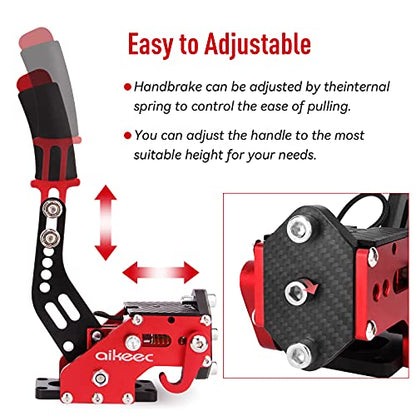 aikeec 64 Bit USB Handbrake with Clamp for PC Windows Sim Racing Games G25 G27 G29 T500 FANATECOSW Dirt Rally with Handle Grip - color: red, size: with clamp