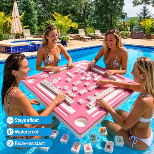 Floating Mahjong Tiles for Pool – 1.5" Waterproof EVA Foam Mahjong Tile Set, Floating Foam Tiles for Pool Games，Fits Float Board & Tray, Ideal for Summer Beach Party, Water Game & Outdoor Fun