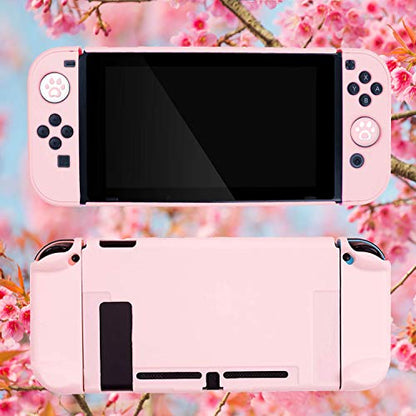 OLDZHU Pink Dockable Protective Case Cover Compatible with Nintendo Switch Joy-Con Controllers,with Glass Screen Protector and 4 Thumb Grips,Shock-Absorption and Anti-Scratch (Pink) - color: Pink