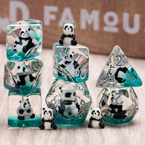 Polyhedral D&D Dice Panda Dice,Resin Panda DND Dice Set for Dungeons and Dragons MTG RPG Board Games for 15 Years and Up - color: Panda