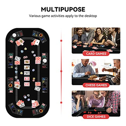 Foldable Poker Table Top with Cup Holders & Interchangeable Game Mat Topper | 3-in-1 Poker Table with Reversible Black Felt for Texas Hold'em Poker, Blackjack, Craps for 8 Players Home Party, Game Night - color: White