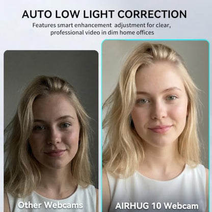 AIRHUG 2K 60fps Streaming Webcam with Dual Mics & Privacy Cover | Sony 8MP Sensor, PDAF Autofocus, 60° Focused View, Plug & Play for Online Meetings