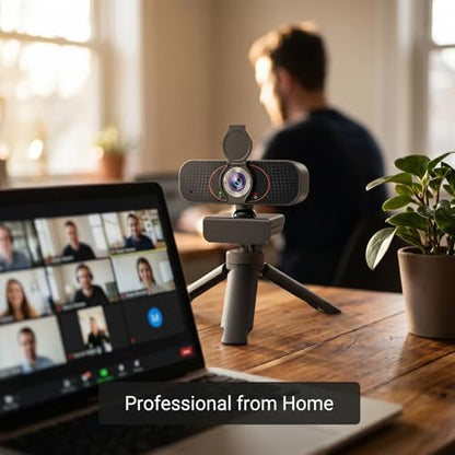 1080P USB Webcam for PC with Microphone Privacy Cover & Tripod | Plug and Play, No drivers; Clear Video Auto Lighting; Noise Canceling Audio; Universal Clamp Mount; Works with Zoom and Teams - style: Minimalist
