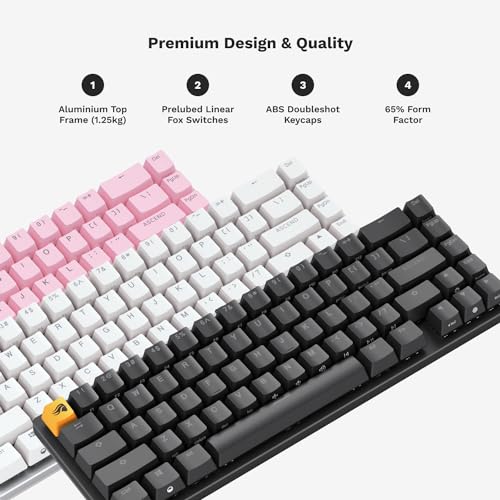 GLORIOUS Gaming GMMK 2-65 Percent Keyboard - White Custom Layout - Compact Low-Profile - Hotswap w/Cherry Mx Style Switches - Incl. Double Shot Keycaps & Linear Switches - color: White, size: Prebuilt Compact (65%)