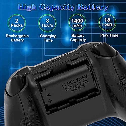 Megadream XOX Series X Stand with Fan, Dual Controller Charging Dock Station with 4 Cooling Fan, 1 Headphone Holder, 2 Pack 1400mAh Rechargeable Batteries for XOX Series X Console, Black