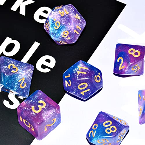 Galaxy Dice Set| Blue Mix Purple DND Dice Set for Board Game - color: Blue Purple