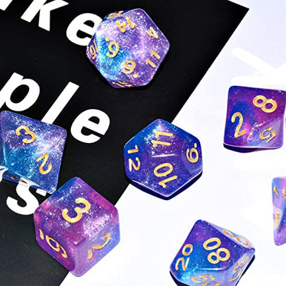 Galaxy Dice Set| Blue Mix Purple DND Dice Set for Board Game - color: Blue Purple