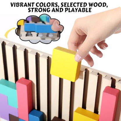 Wooden Russian Blocks Puzzle Brain Teasers Toy Tangram Jigsaw Puzzle Intelligence Colorful 3D STEM Montessori Educational Gift for Boys and Girls,Board Game Educational Toys for Toddlers 3-6 Years