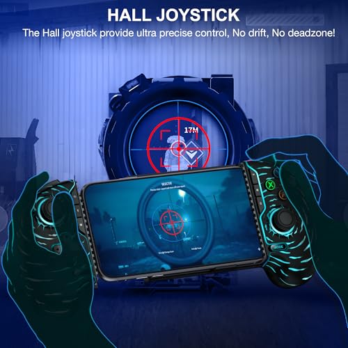 Mobile Game Controller for iPhone/Android with Hall Joystick, Wireless Phone Controller with Phone Case Support, Compatible with Xbox Game Pass, Steam Link, Call of Duty, Minecraft, Roblox - color: Black Cloud Crack
