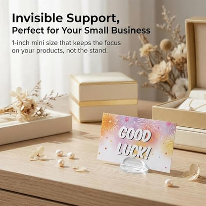 MAQIHAN Card Stands for Display - 30 Pack Translucent Place Card Holders Card Stands Acrylic Plastic Game Card Holders for Parties, Conferences, Weddings, Table Number Stand