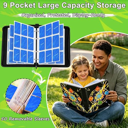 Card Binder for Cards, 9-Pocket Trading Card Binder with 50 Removable Sleeves Fits 900 Cards, Great Creative Design Card Collection Binder Album Gift for Boys Girls Aged 4 to 16 (900 Pockets) - color: 900 Pockets