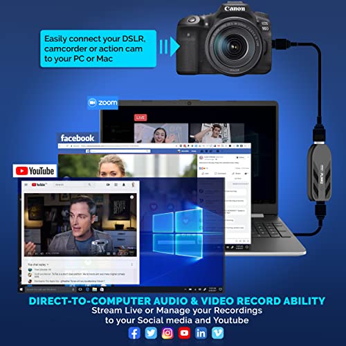 PyleUsa HDMI Capture Card - Camera Link 4K USB3.1 GEN1 HDMI-to-USB Audio-Video Recording via DSLR Camcorder Action Cam, Record Directly to Computer Gaming,Streaming,Conference,Live Broadcast,PLINK 2 - style: Mini Power Capture Card