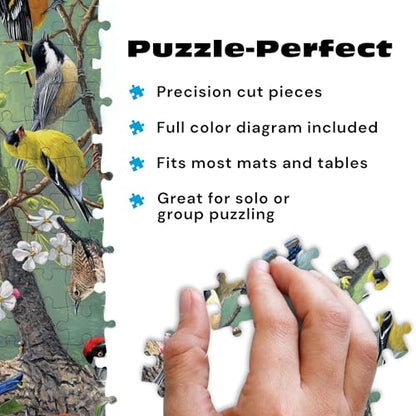 Buffalo Games Hautman Brothers - Birds in an Orchard - 1000 Piece Jigsaw Puzzle for Adults - 26.75 x 19.75 in, Poster Included - Precision Cut Pieces - Jigsaw Puzzles for Adults - Bird Scene